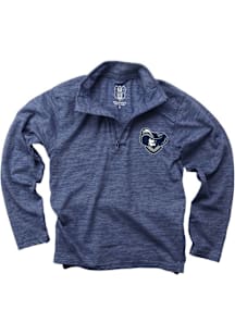 Wes and Willy Xavier Musketeers Youth Navy Blue Cloudy Yarn Long Sleeve Quarter Zip Shirt