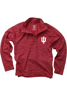 Wes and Willy Indiana Hoosiers Boys Cardinal Cloudy Yarn Long Sleeve Qtr Zip