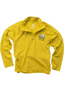 Boys Michigan Wolverines Yellow Wes and Willy Cloudy Yarn Long Sleeve Qtr Zip
