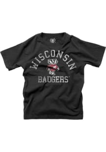 Boys Wisconsin Badgers Black Wes and Willy Distressed No 1 Short Sleeve T-Shirt