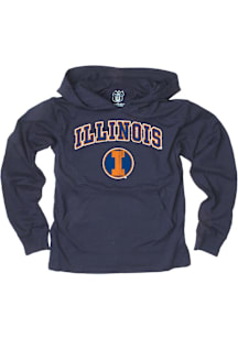 Wes and Willy Illinois Fighting Illini Boys Navy Blue Jersey Vintage Arch Mascot Long Sleeve Hoode..