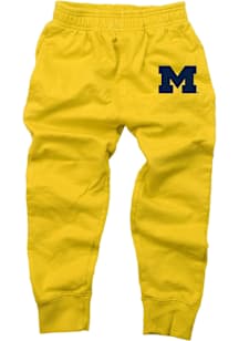 Youth Michigan Wolverines Yellow Wes and Willy Fleece Sweatpants