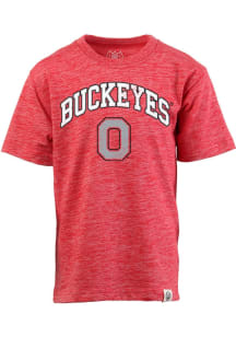 Youth Ohio State Buckeyes Red Wes and Willy Vintage Arch Mascot Short Sleeve Fashion T-Shirt