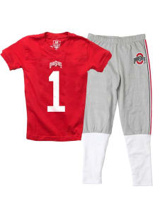 Infant Ohio State Buckeyes Red Wes and Willy Football Top and Bottom Set