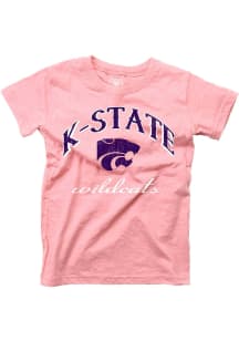 Girls K-State Wildcats Pink Wes and Willy Arch Mascot Chant Short Sleeve T-Shirt