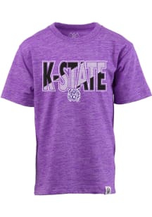 K-State Wildcats Boys Purple Cloudy Yarn Block Name Short Sleeve Fashion Tee