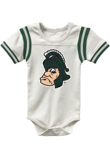 Baby Michigan State Spartans White Wes and Willy Vault Raglan Short Sleeve One Piece