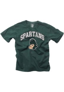 Wes and Willy Michigan State Spartans Boys Green Jersey Vintage Arch Mascot Short Sleeve T-Shirt