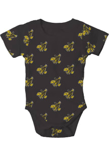 Wes and Willy Iowa Hawkeyes Baby Black All Over Print Retro Short Sleeve One Piece