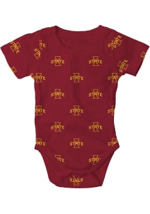 Wes and Willy Iowa State Cyclones Baby Cardinal All Over Print Retro Short Sleeve One Piece
