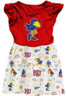 Wes and Willy Kansas Jayhawks Toddler Girls Red Princess Short Sleeve Dresses