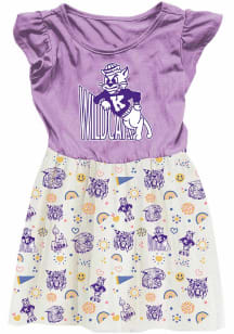 Wes and Willy K-State Wildcats Toddler Girls Lavender Princess Short Sleeve Dresses
