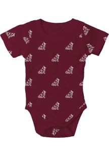 Wes and Willy Texas A&amp;M Aggies Baby Maroon All Over Print Reveille Short Sleeve One Piece