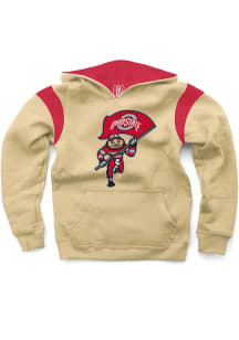 Brutus Buckeye Wes and Willy Youth Tan Ohio State Buckeyes Vault Raglan Long Sleeve Hooded Sweatsh..