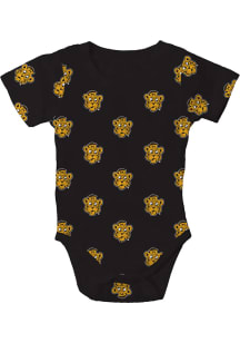 Wes and Willy Missouri Tigers Baby Black All Over Print Vault Short Sleeve One Piece