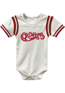 Wes and Willy Oklahoma Sooners Baby White Vault Raglan Short Sleeve One Piece