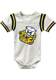 Wes and Willy Michigan Wolverines Baby White Vault Raglan Short Sleeve One Piece