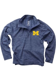 Toddler Michigan Wolverines Navy Blue Wes and Willy Cloudy Yarn Primary Long Sleeve Qtr Zip