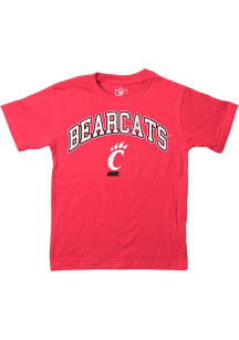 Boys Cincinnati Bearcats Red Wes and Willy Jersey Vintage Arch Mascot Short Sleeve T-Shirt