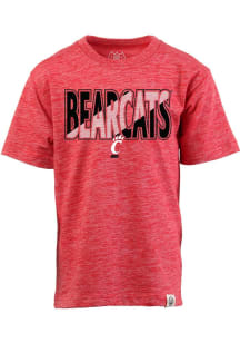 Cincinnati Bearcats Boys Red Cloudy Yarn Block Name Short Sleeve Fashion Tee