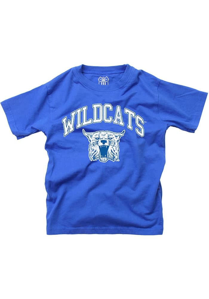 Wes and Willy Kentucky Wildcats Boys Blue Jersey Vintage Arch Mascot Short Sleeve T-Shirt