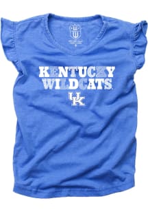 Kentucky Wildcats Toddler Girls Blue Ruffle Multi Font Short Sleeve T-Shirt
