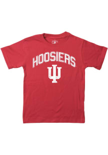 Boys Indiana Hoosiers Cardinal Wes and Willy Jersey Vintage Arch Mascot Short Sleeve T-Shirt