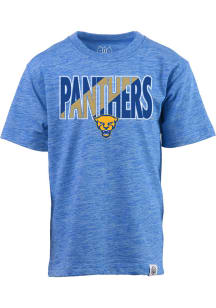 Pitt Panthers Boys Blue Cloudy Yarn Block Name Short Sleeve Fashion Tee