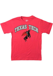 Wes and Willy Texas Tech Red Raiders Youth Red Jersey Vintage Arch Mascot Short Sleeve T-Shirt