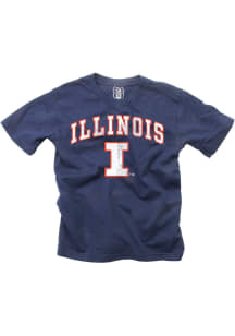 Boys Navy Blue Illinois Fighting Illini Jersey Vintage Arch Mascot Short Sleeve T-Shirt