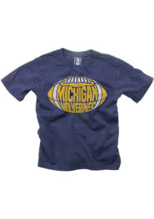 Wes and Willy Michigan Wolverines Youth Navy Blue Lettered Football Short Sleeve T-Shirt