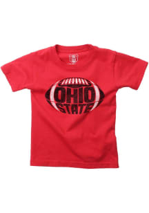 Youth Ohio State Buckeyes Red Wes and Willy Lettered Football Short Sleeve T-Shirt