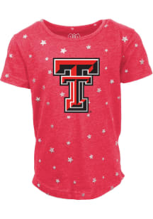 Texas Tech Red Raiders Girls Red Shimmer Star Short Sleeve Fashion T-Shirt