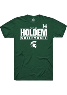 Taylah Holdem Rally Mens Green Michigan State Spartans NIL Stacked Box Player T Shirt