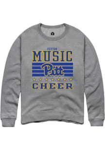 Peyton Music Rally Mens Grey Pitt Panthers NIL Striped Player Crew