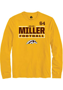 Nolan Miller Western Michigan Broncos Gold Football NIL Stacked Box Long Sleeve Player T Shirt
