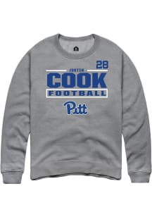 Justin Cook Rally Mens Graphite Pitt Panthers NIL Stacked Box Player Crew