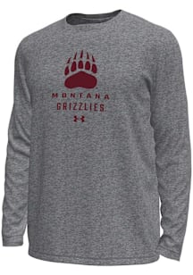 Under Armour Montana Grizzlies Grey Stacked Logo Tech Stretch Long Sleeve T-Shirt