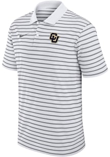 Nike Colorado Buffaloes Mens White Victory Stripe Short Sleeve Polo