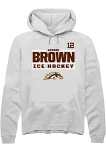 Connor Brown Rally Mens White Western Michigan Broncos NIL Stacked Box Player Hood