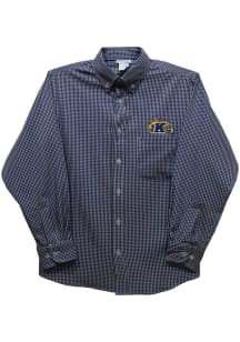 Vive La Fete Kent State Golden Flashes Youth Blue Gingham Long Sleeve Polo