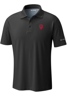 Mens Indiana Hoosiers Black Columbia Heat Seal Low Drag Offshore Short Sleeve Polo Shirt