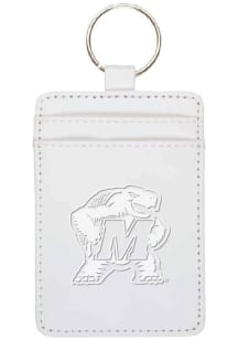 White Maryland Terrapins Leatherette Vertical ID Keychain