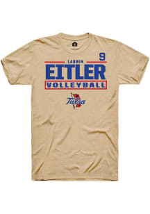 Lauren Eitler Rally Mens Brown Tulsa Golden Hurricane NIL Stacked Box Player T Shirt