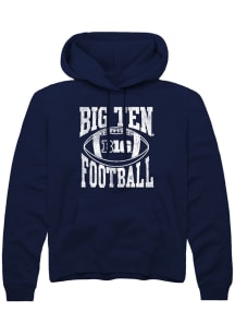 Mens Big Ten Navy Blue Rally Football Arch Style Hooded Sweatshirt