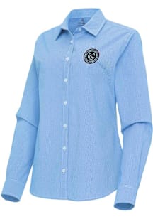 Antigua New York City FC Womens Porter Long Sleeve Light Blue Dress Shirt