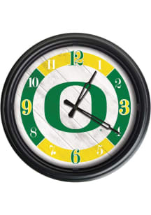 Black Oregon Ducks Outdoor LED Wall Clock