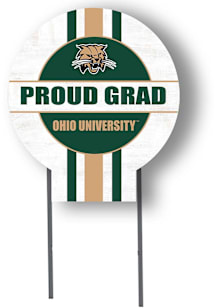 Ohio Bobcats KH Sports Fan 20x20 Circle Yard Sign with Stakes Proud Grad Yard Sign - White