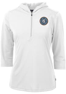 Cutter and Buck New York City FC Womens White Virtue Eco Pique Hooded Sweatshirt