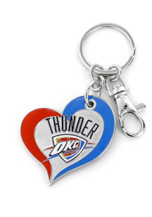 Oklahoma City Thunder Swirl Heart Keychain - Navy Blue